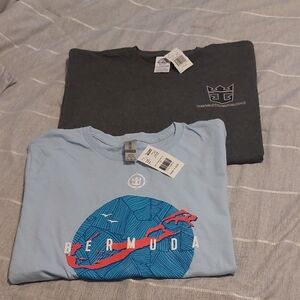 Gildan Bermuda Graphic T-Shirt - Light Blue and Charcoal